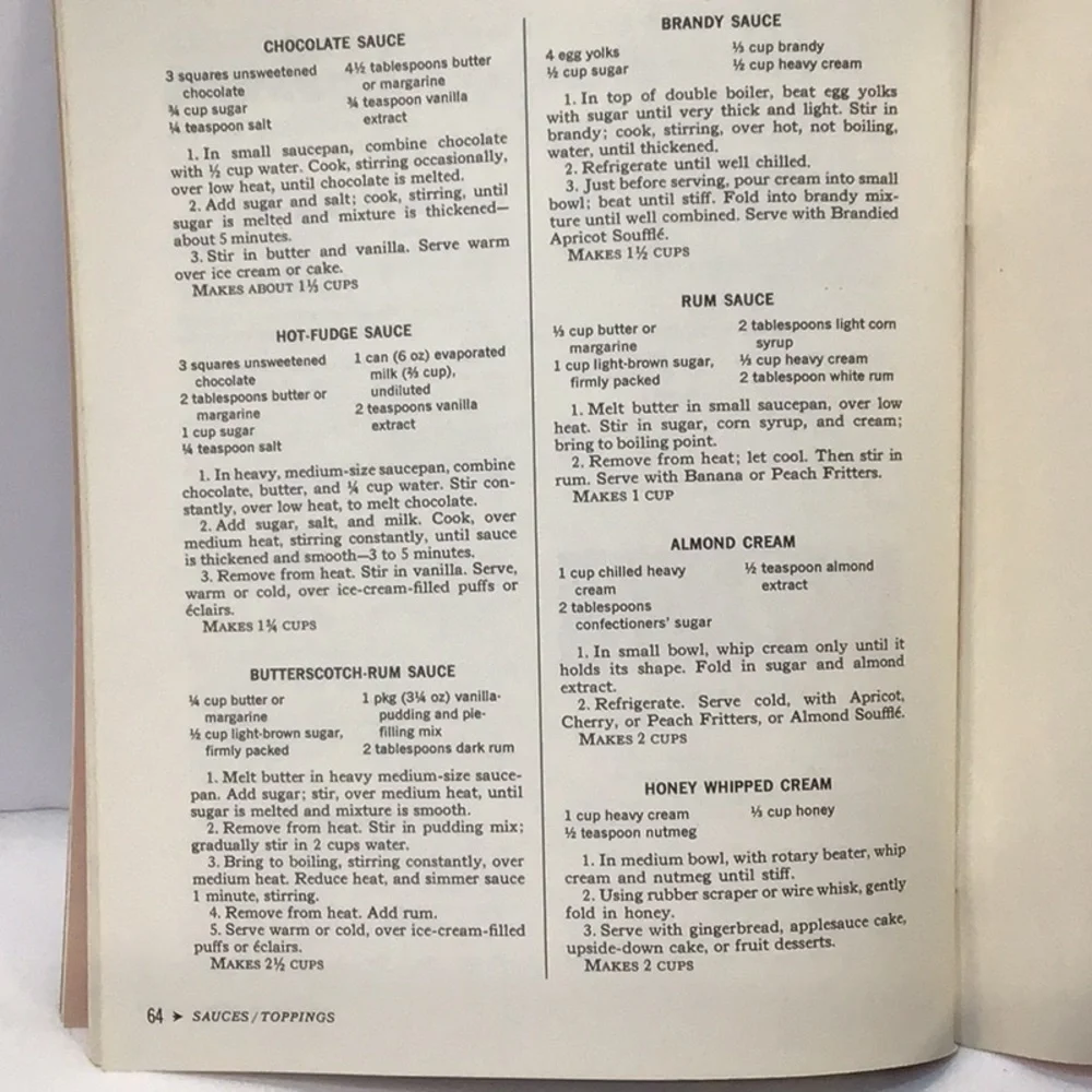 McCalls 1965 dessert recipes 65 page recipe book